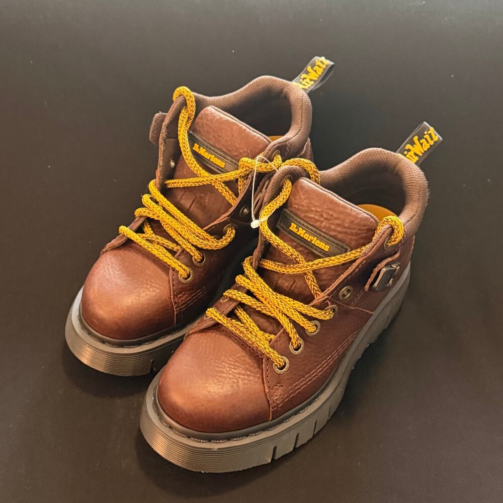 Dr. Martens Woodard Grizzly Leather Hiker Boots Dark Brown Women's 5/ Men's 4